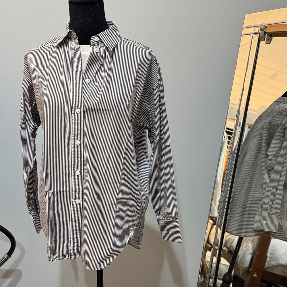 Classic Navy and White Striped Women's Shirt
